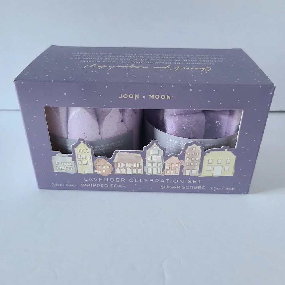 JOON X MOON WHIPPED SOAP & SUGAR CUBE GIFT SET- LAVENDER- 2PC/11OZ-NEW IN BOX